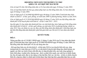 Nghị quyết 12/2010/NQ-HĐND nhiệm vụ kinh tế xã hội quốc phòng an ninh 2010 Cần Thơ