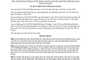 Quyết định 62/2010/QĐ-UBND chi đón tiếp khách tổ chức hội hội nghị hội thảo