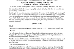 Nghị quyết 11/2010/NQ-HĐND kế hoạch phát triển kinh tế xã hội 2011 - 2015