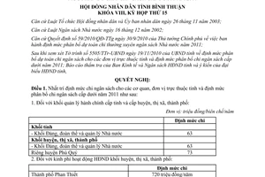 Nghị quyết 96/2010/NQ-HĐND định mức chi ngân sách đơn vị trực thuộc thuộc tỉnh Bình Thuận