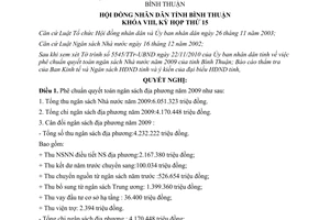 Nghị quyết 94/2010/NQ-HĐND phê chuẩn quyết toán ngân sách địa phương 2009 Bình Thuận