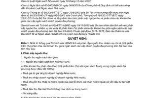 Nghị quyết 101/2010/NQ-HĐND phân cấp nguồn thu nhiệm vụ chi ngân sách Bình Thuận