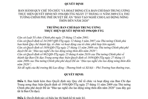 Quyết định 557/QĐ-BCĐTW  Quy chế tổ chức hoạt động Ban Chỉ đạo Trung ương