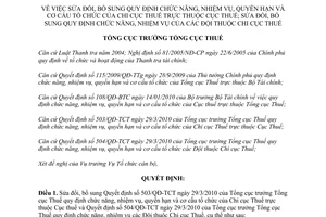 Quyết định 2447/QĐ-TCT  sửa đổi quy định chức năng, nhiệm vụ quyền hạn