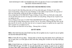 Quyết định 40/2010/QĐ-UBND Quy chế cai nghiện ma túy quản lý sau cai nghiện
