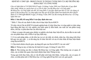 Thông tư 17/2010/TT-BKHCN sửa đổi Quyết định 11/2005/QĐ-BKHCN
