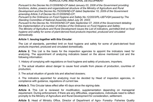 Circular No. 68/2010/TT-BNNPTNT issuing the list of criteria and permitted limit