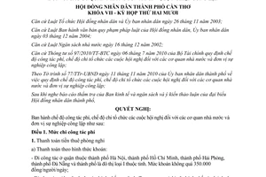 Nghị quyết 19/2010/NQ-HĐND công tác phí chế độ chi tổ chức hội nghị Cần Thơ