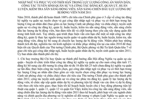 Chỉ thị 25/2010/CT-UBND công tác đăng ký nghĩa vụ quân sự; tuyển chọn