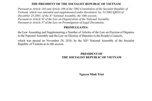 Order No. 21/2010/L-CTN on the promulgation of Law