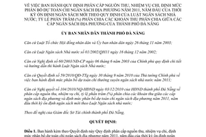 Quyết định 41/2010/QĐ-UBND phân cấp nguồn thu nhiệm vụ chi ngân sách Đà Nẵng 2011