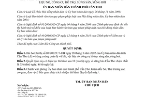 Quyết định 46/2010/QĐ-UBND bãi bỏ 08/2002/CT-UB tăng cường quản lý vũ khí