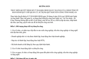 Hướng dẫn liên ngành 1213/2010/HDLN/STC-SCT Quy chế quản lý sử dụng quỹ khuyến công Nghệ An