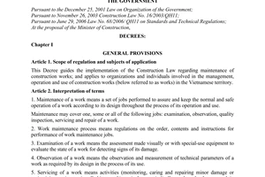 Decree No. 114/2010/ND-CP on maintenance of construction works