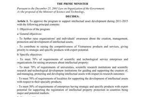 Decision No. 2204/QD-TTg approving the program to support intellectual asset