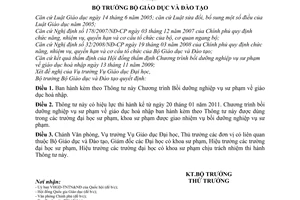 Thông tư 33/2010/TT-BGDĐT  Chương trình Bồi dưỡng nghiệp vụ sư phạm