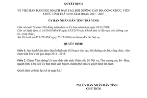 Quyết định 2159/QĐ-UBND Kế hoạch đào tạo, bồi dưỡng cán bộ, công chức