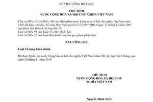 Lệnh 22/2010/L-CTN công bố Luật Tố tụng hành chính do Chủ tịch nước ban hành