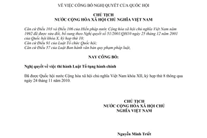 Lệnh 23/2010/L-CTN công bố Nghị quyết thi hành Luật Tố tụng hành chính