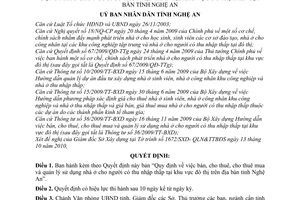 Quyết định 98/2010/QĐ-UBND bán, cho thuê, cho thuê mua quản lý sử dụng nhà ởngườ