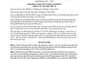 Nghị quyết 157/2010/NQ-HĐND phân cấp nguồn thu nhiệm vụ chi Lâm Đồng