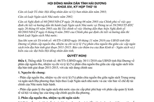 Nghị quyết 150/2010/NQ-HĐND phân cấp nguồn thu nhiệm vụ chi ngân sách Hải Dương