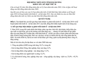 Nghị quyết 147/2010/NQ-HĐND kế hoạch phát triển kinh tế xã hội 2011 Hải Dương