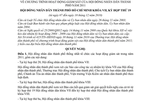 Nghị quyết 13/2010/NQ-HĐND chương trình hoạt động giám sát