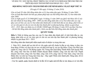 Nghị quyết 15/2010/NQ-HĐND  đầu tư, xây dựng, phát triển cơ sở vui chơi giải trí