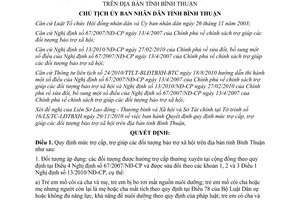 Quyết định 2840/QĐ-UBND 2010 mức trợ cấp trợ giúp đối tượng bảo trợ xã hội Bình Thuận