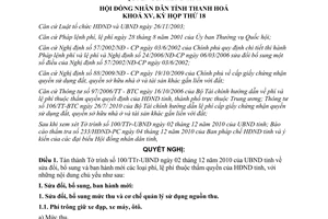 Nghị quyết 169/2010/NQ-HĐND ban hành phí lệ phí thuộc thẩm quyền Hội đồng nhân dân Thanh Hóa