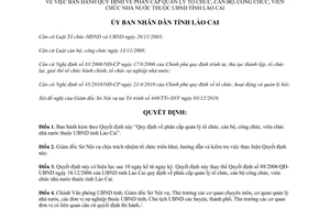 Quyết định 43/2010/QĐ-UBND phân cấp quản lý tổ chức cán bộ công viên chức Lào Cai