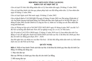 Nghị quyết 41/2010/NQ-HĐND đào tạo bác sĩ đa khoa chính quy theo địa chỉ Cao Bằn