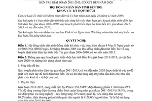 Nghị quyết 19/2010/NQ-HĐND kết thúc Đề án Quy hoạch phát triển điện lực Bến Tre