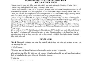 Nghị quyết 15m/2010/NQ-HĐND mức thu, quản lý sử dụng phí trông giữ xe đạp