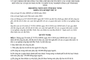 Nghị quyết 179/2010/NQ-HĐND16 chế độ công tác phí hội nghị cơ quan nhà nước đơn vị sự nghiệp Bắc Ninh