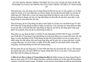 Chỉ thị 21/2010/CT-UBND xây dựng trang thông tin tích hợp thông tin cổng thông tin điện tử Nghệ An