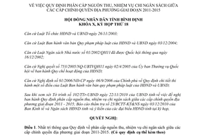 Nghị quyết 14/2010/NQ-HĐND quy định phân cấp nguồn thu nhiệm vụ chi ngân sách