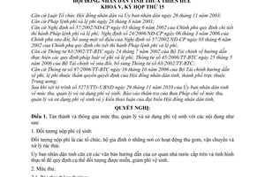 Nghị quyết 15n/2010/NQ-HĐNĐ mức thu quản lý sử dụng phí vệ sinh