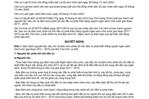 Nghị quyết 05/2010/NQ-HĐND phân bổ vốn đầu tư phát triển nguồn ngân sách 2011 - 2015 Trà Vinh