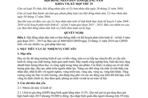 Nghị quyết 185/2010/NQ-HĐND nhiệm vụ 2011 2015 Quảng Nam