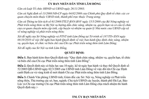 Quyết định 45/2010/QĐ-UBND chức năng nhiệm vụ Chi cục Phát triển NT Lâm Đồng