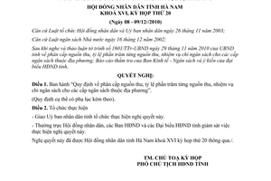 Nghị quyết 32/2010/NQ-HĐND Quy định phân cấp nguồn thu chi ngân sách địa phương