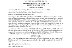Nghị quyết 34/2010/NQ-HĐND Quy định chế độ công tác phí chi tổ chức hội nghị