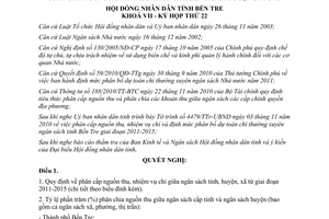 Nghị quyết 21/2010/NQ-HĐND phân cấp nguồn thu nhiệm vụ chi và định mức phân bổ