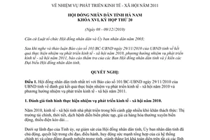 Nghị quyết 27/2010/NQ-HĐND nhiệm vụ phát triển kinh tế xã hội 2011 Hà Nam