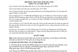 Nghị quyết 07/2010/NQ-HĐND chế độ chi hoạt động Hội đồng nhân dân Trà Vinh