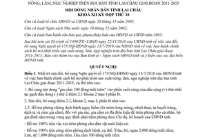 Nghị quyết 193/2010/NQ-HĐND hỗ trợ phát triển sản xuất nông lâm ngư nghiệp Lai Châu