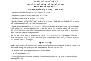 Nghị quyết 13/2010/NQ-HĐND cơ cấu tổ chức thời bình phân cấp nhiệm vụ chi