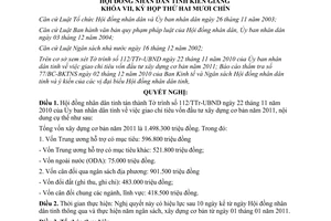 Nghị quyết 131/2010/NQ-HĐND giao chỉ tiêu vốn đầu tư xây dựng cơ bản năm 2011